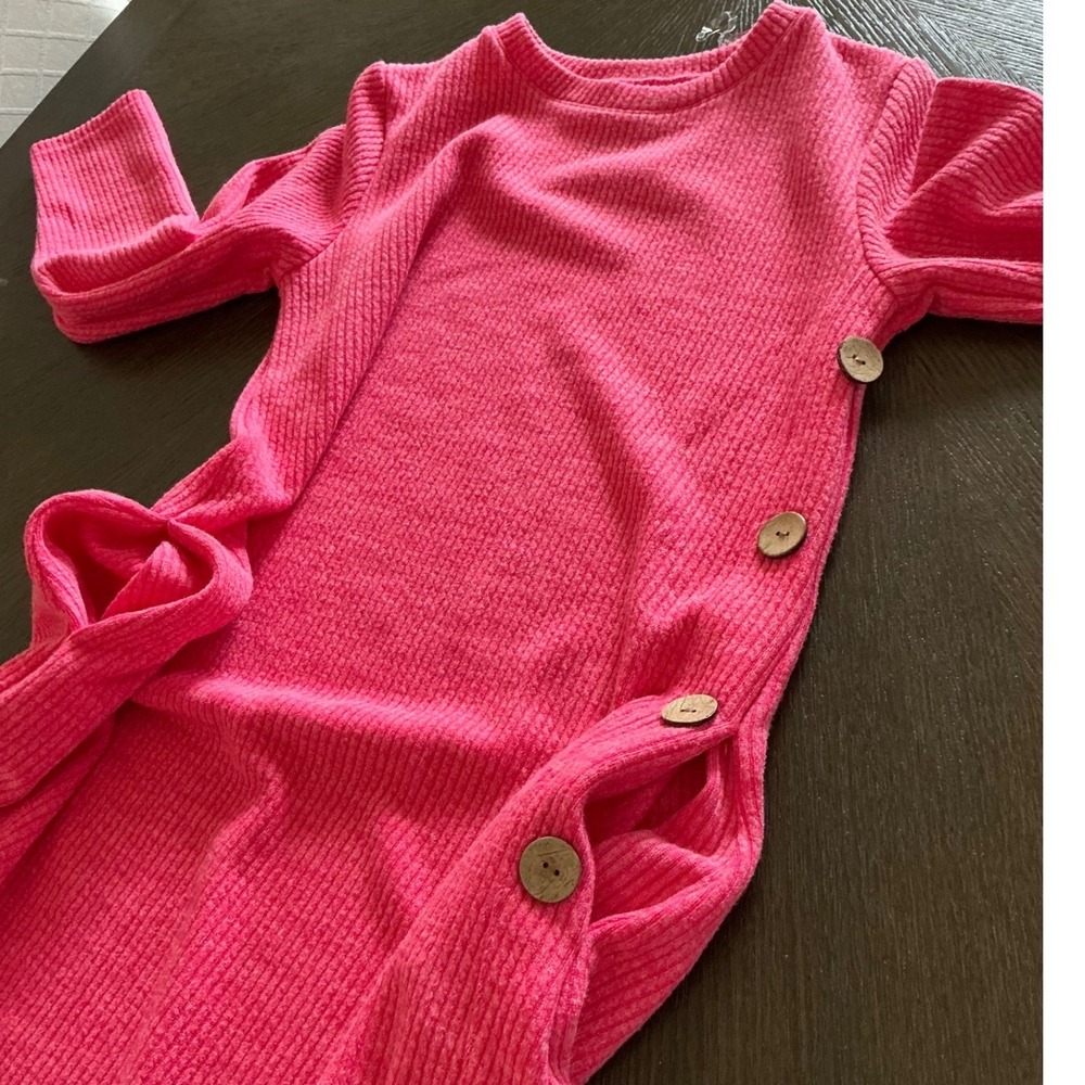 Simply Southern Pink Ribbed Knit Tunic Dress Side Button Small PINK-S - Picture 7 of 11
